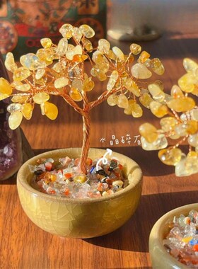 【一棵石头树】水景钱树饰品造型树桌面书房办公室创意手工制作