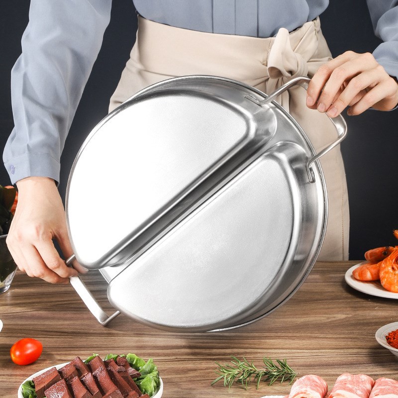 30不锈钢一体成型鸳鸯锅电磁炉火锅锅家用涮锅具加厚火锅盆