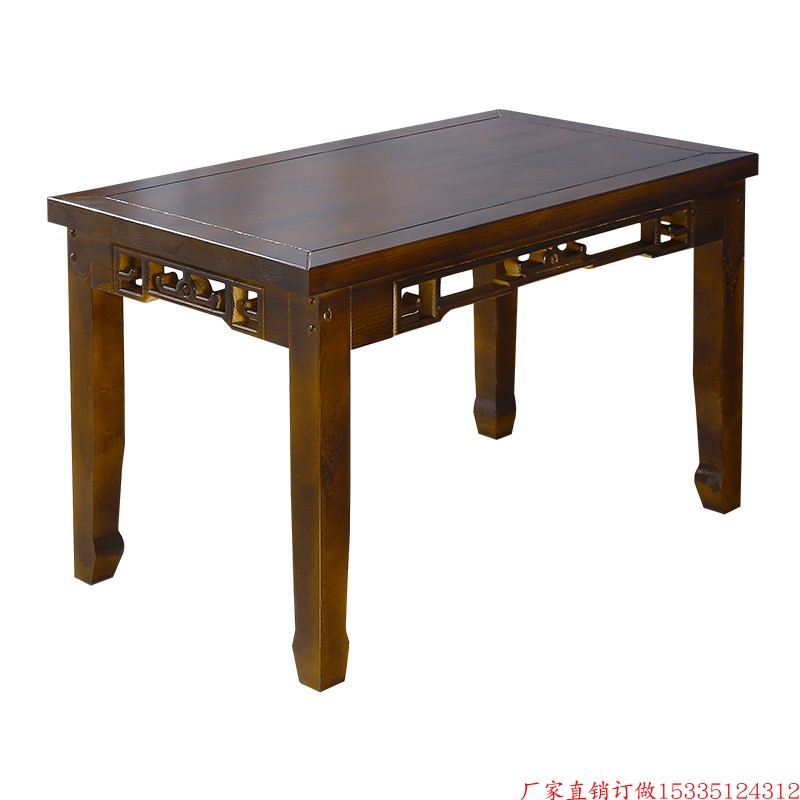 实木桌椅烧烤小吃饭店面馆咖啡快餐店小户型碳化长方形桌