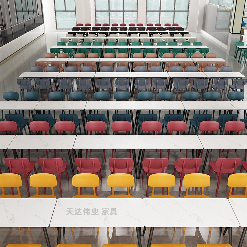 小吃店面馆美食城服务区自助饭厅商用学校食堂岩板快餐店餐饮桌椅