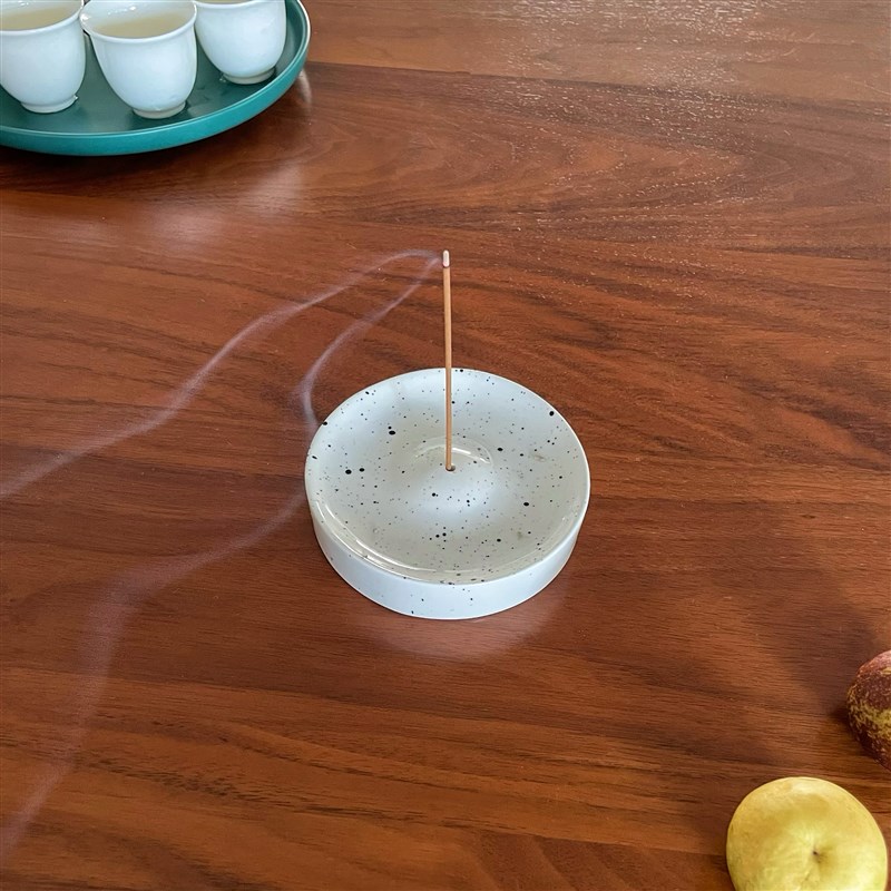 手工艺术泼墨陶瓷线香香插家用装饰茶室客厅会所陶瓷香盘香托摆件