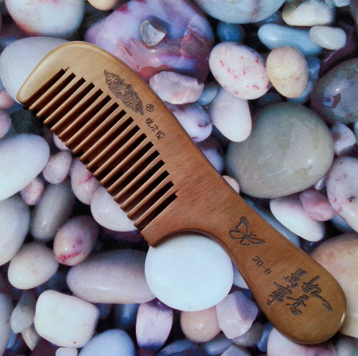 水芙蓉20cm-9卷发梳中大宽齿桃木梳保健按摩通经活血无静电防脱发