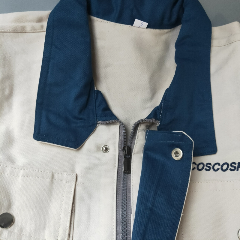 棉白色中远船务船厂电焊打磨装工作服耐磨男女防护服