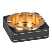 皮质 尊贵 烟盅 不锈钢烟灰缸 礼品 个性 烟缸 金色 创意