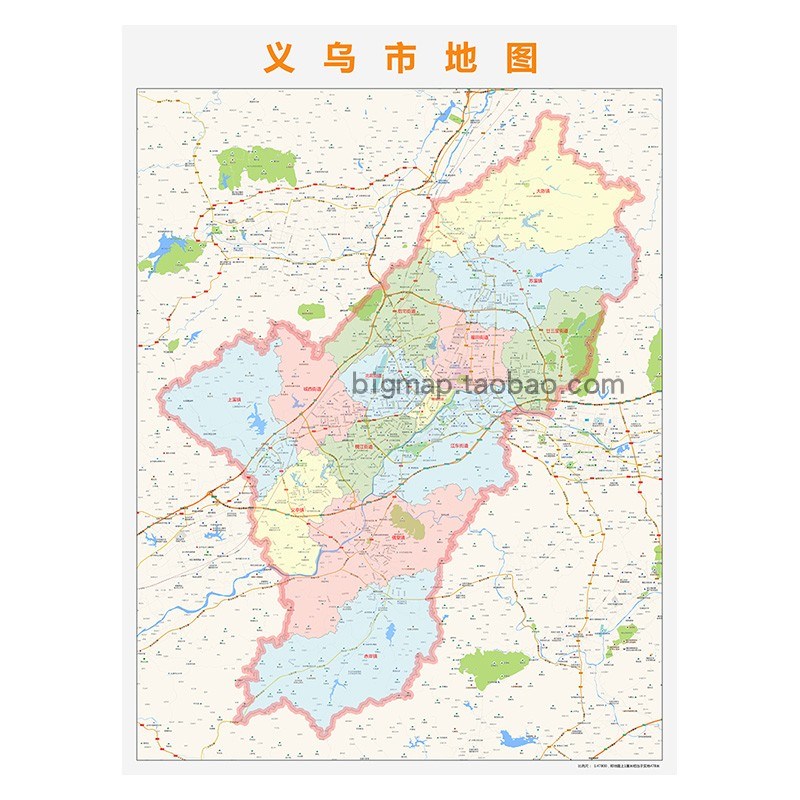 义乌市行政区划地图2021版 路线定制街道乡镇区域划分贴图