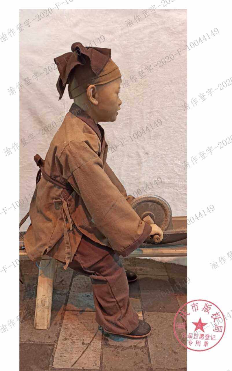 磨药童蜡像硅胶像电动机器人彷真人1比1人物像制作香囊店揽客