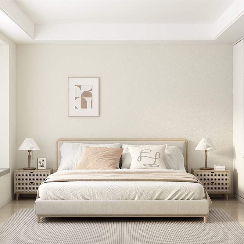 2023新款墙布无缝全屋卧室客厅背景墙现代简约艺术漆奶油色壁布