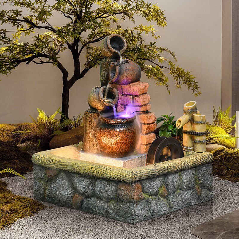 假山流水喷泉别墅花园庭院阳台室内店铺角落循环水景观养鱼池摆件