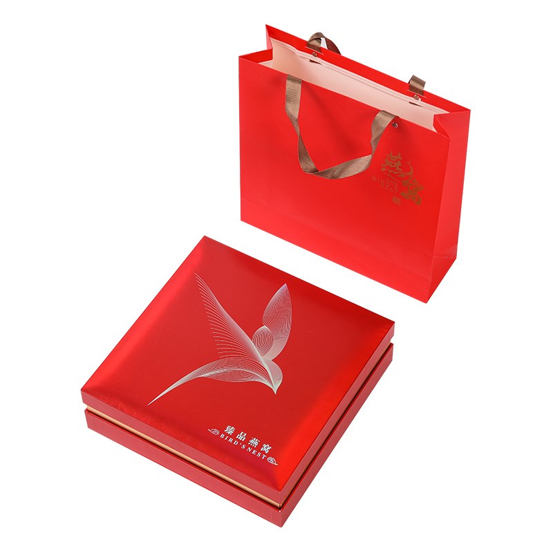 红色燕窝包装盒礼盒纸盒朔源码礼品盒正方形内盒圆盒八角盒配袋子