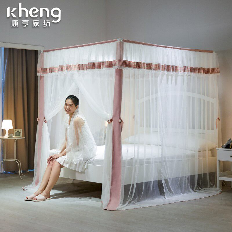新款宫廷三开门2米1.2m蚊帐家用公主风欧式1.51.8m床加密加厚纹账
