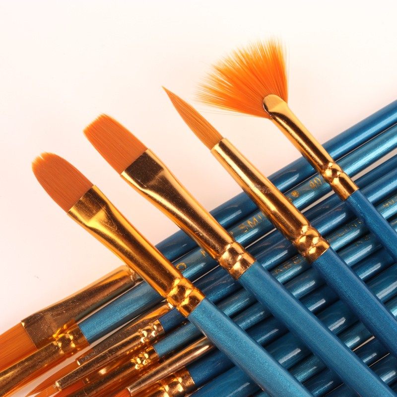 尼龙水粉画笔f套装水彩油画丙烯颜料画笔初学手绘学生美术扇形排