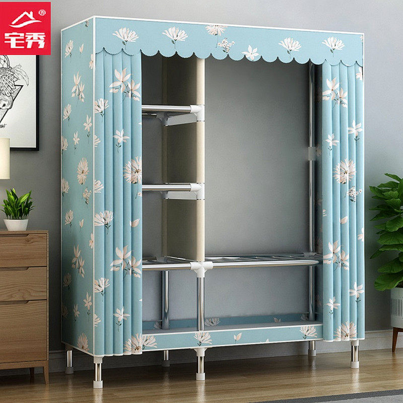 简易衣柜家用卧室布艺组装布衣柜出租房结实耐用全钢架加粗加厚