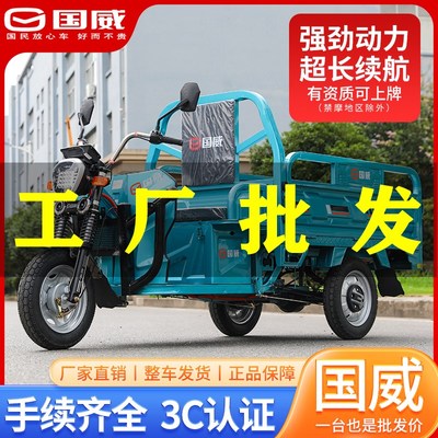 国威电动三轮车载重王爬坡山区家用大功率摆摊拉货农用三轮电瓶车
