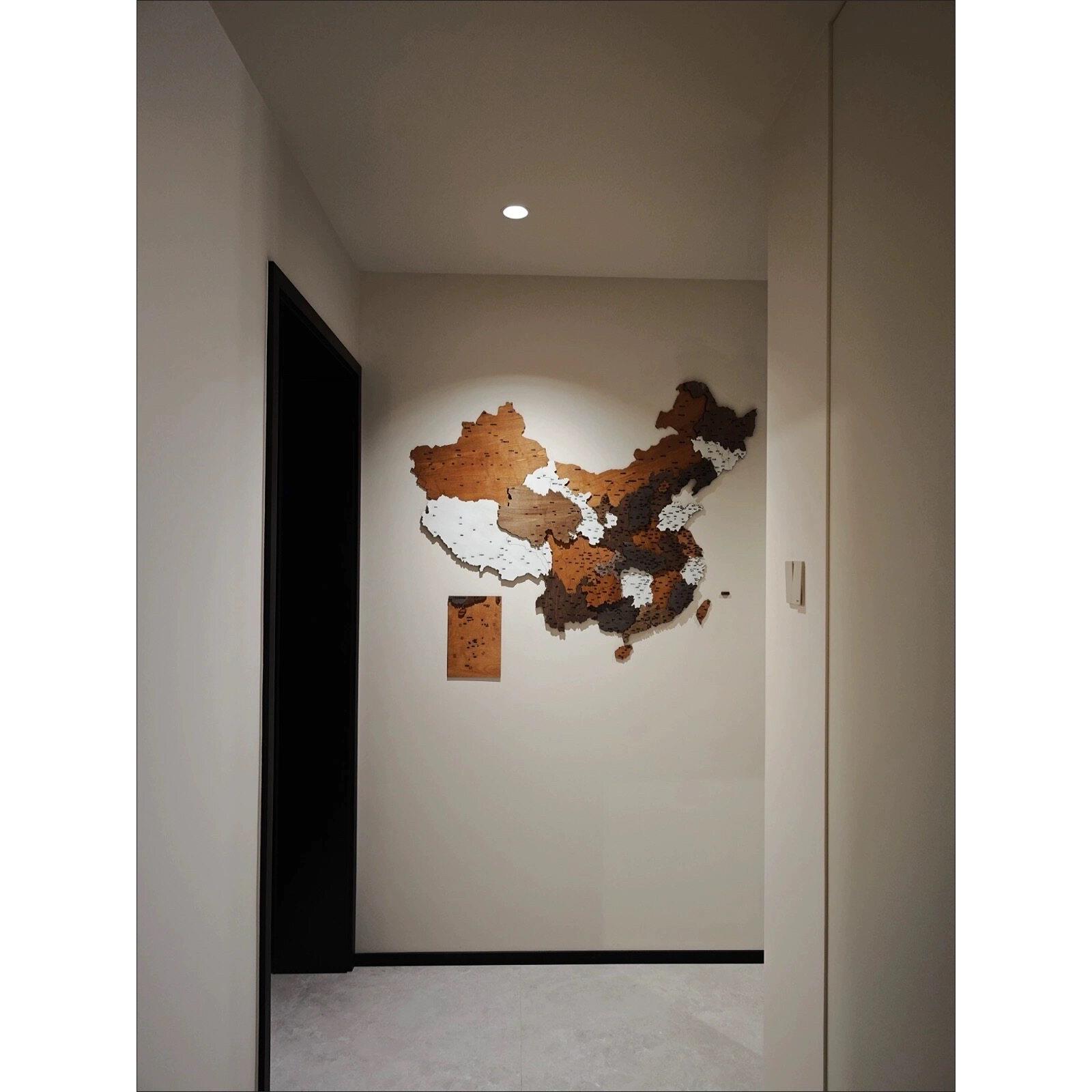 木质玄关中国装饰地图墙面装饰3D公司客厅装饰画沙发背景照片墙壁