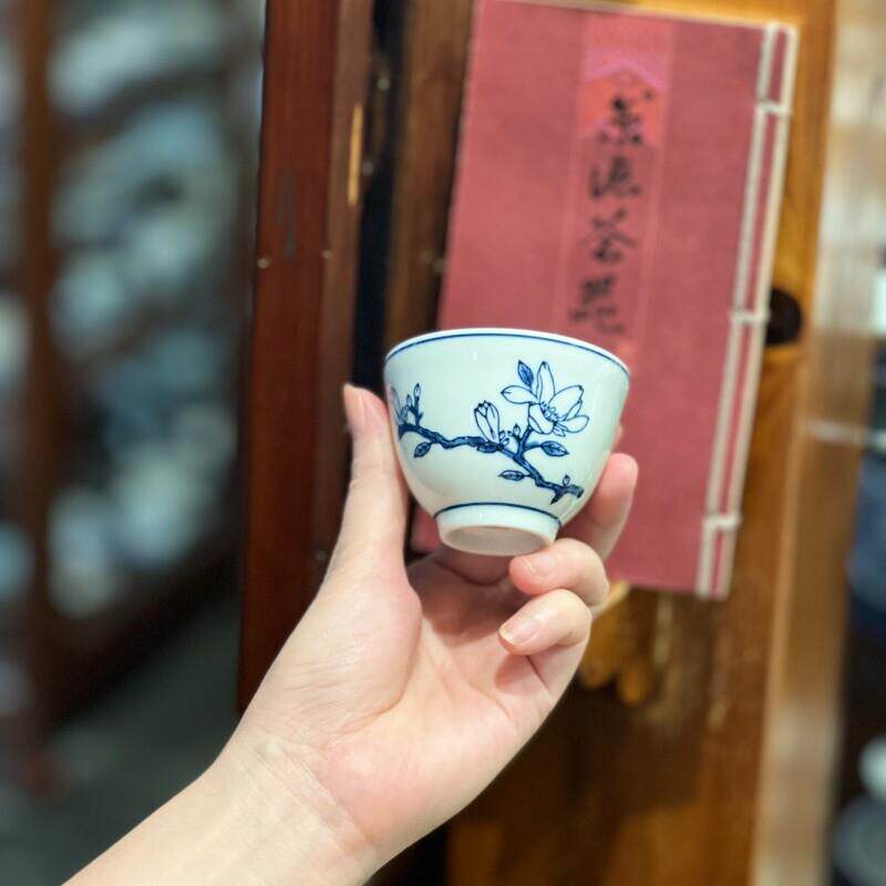 京德贵和祥青花玉颜杯手绘功夫茶杯主人杯单杯品茗杯景德镇陶瓷