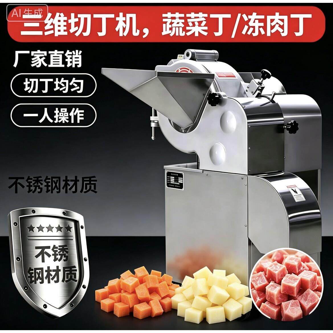 三维切丁机切肉丁机商用肉粒机全自动猪肉切笋丁机一次成丁颗粒机