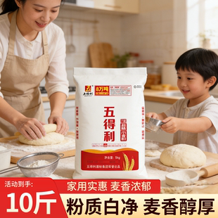 五得利六星小麦粉10斤/20斤中筋面粉批发国产金富强三星1kg尝鲜