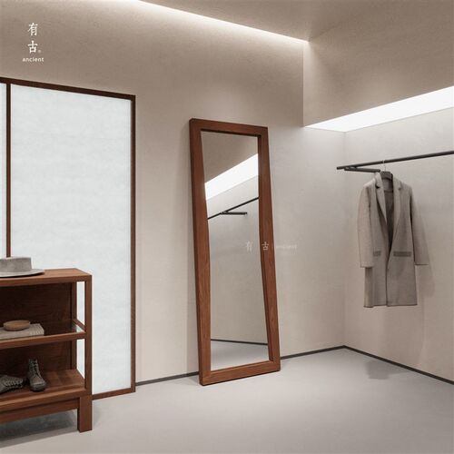 服装店专用穿衣试衣镜显瘦镜子中古靠墙落地镜更衣镜实木轻奢镜子