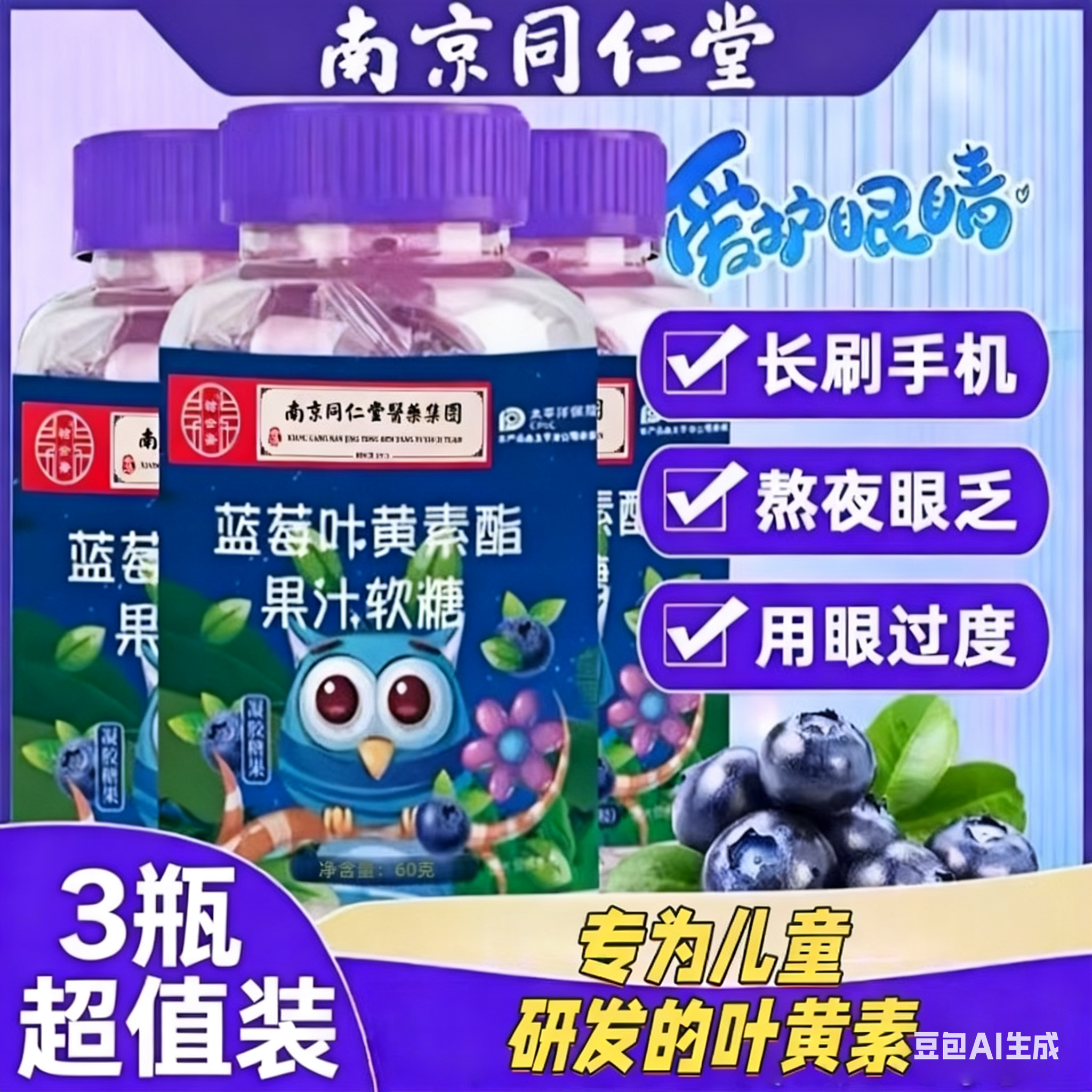 南京同仁堂蓝莓叶黄素软糖