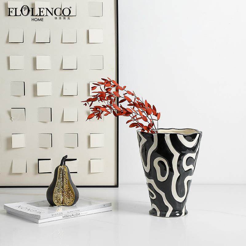 新中式简约抽象手绘陶瓷图腾花瓶样板间酒店客厅书柜家居插花摆件,鲜花速递/花卉仿真/绿植园艺,割草机/草坪机,淘宝优惠券,粉丝福利购,淘宝优惠卷