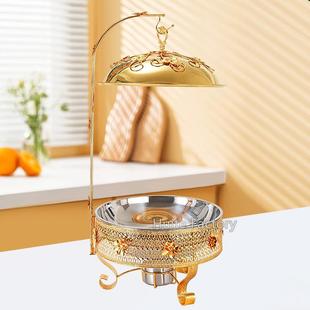 8L豪华金色吊盖圆形自助餐炉酒店餐厅酒精锅布菲炉chafing dishes