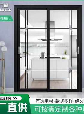 黑色1.4防撞隔音中窄推拉门隔断推拉厨房门透明波密阳台门定 制