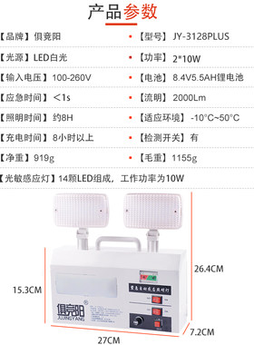 应急灯人体感应超长续航停电家用防盗楼道疏散双头壁挂消防照明灯
