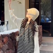 条纹连帽卫衣裙小个子孕妇2024春夏款 宽松直筒慵懒风中长款 连衣裙