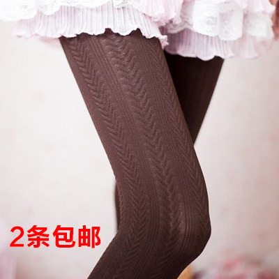 日系显瘦秋季丝袜 麻花麦穗竖条纹连裤袜 春秋打底袜防勾丝女裤袜