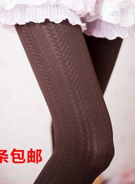 日系显瘦秋季丝袜 麻花麦穗竖条纹连裤袜 春秋打底袜防勾丝女裤袜