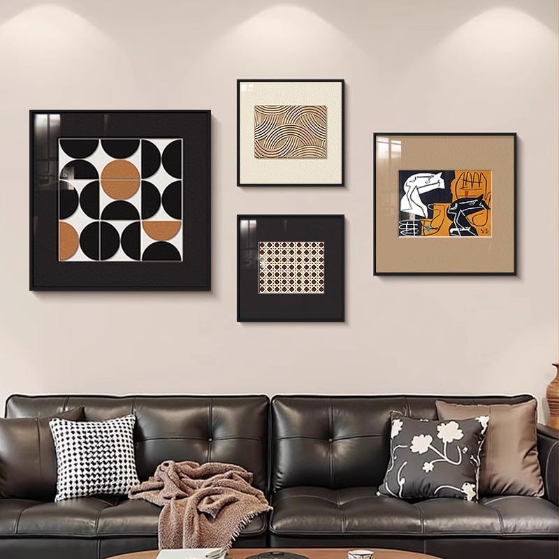 意式极简客厅装饰画高级感艺沙发术背墙MH-1753挂墙画黑白抽象组