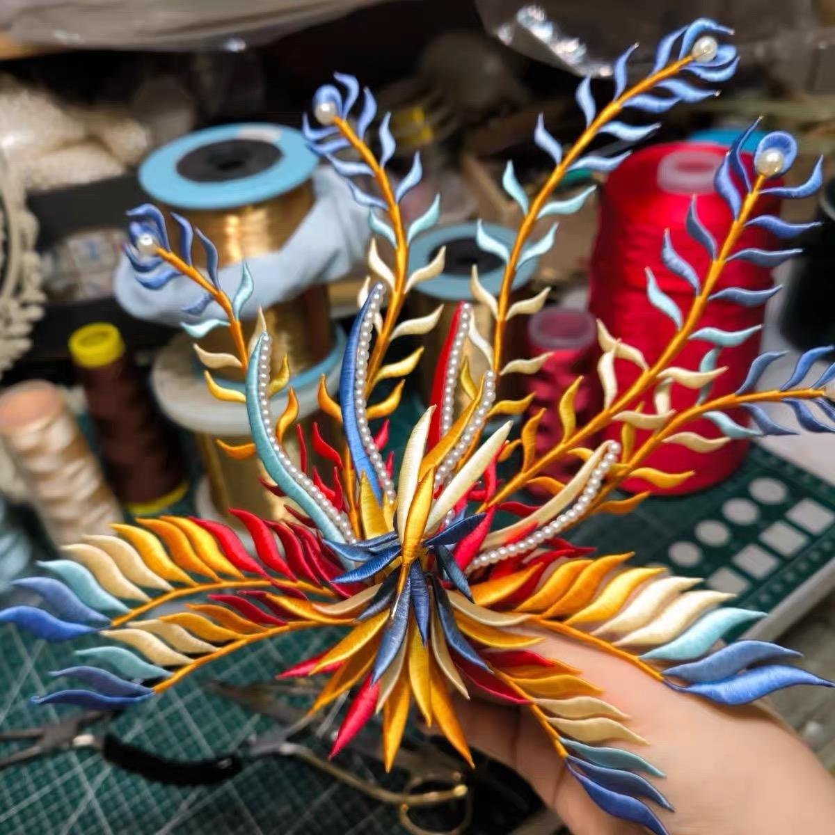 新娘结婚团扇中高端婚礼重工DI级Y材料包秀禾扇喜双面双ZCX色式高