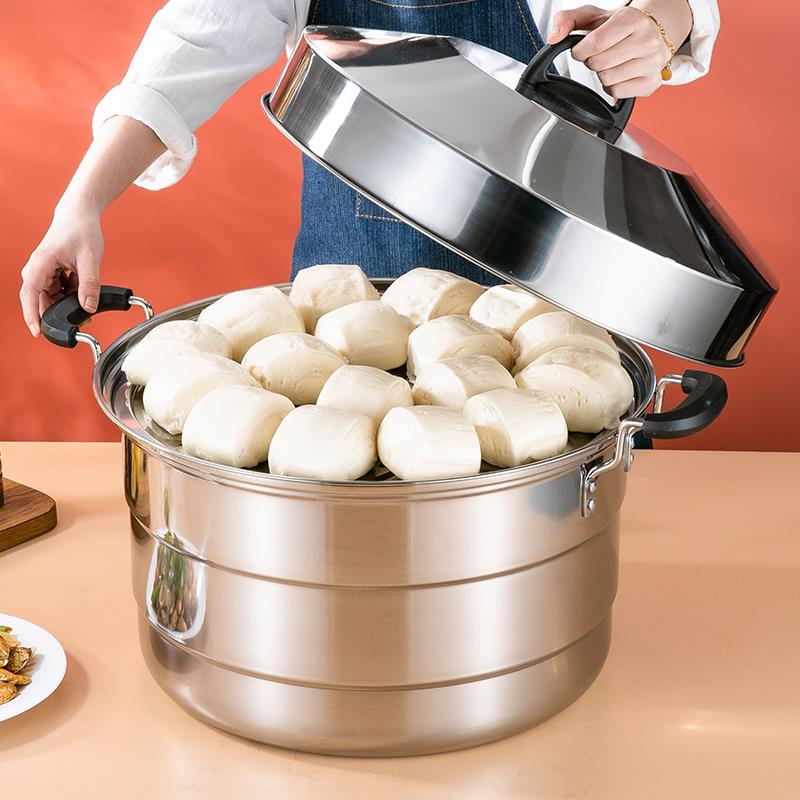 不钢锈蒸锅家用商用大容特大号量超大三摊层食堂YX304PPA摆小笼包