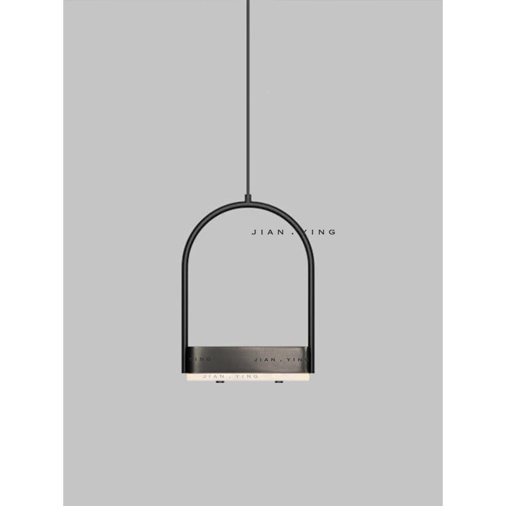 新中式云石小头吊灯然AD1284 5卧极室床头吊灯单天长线简黑餐厅禅