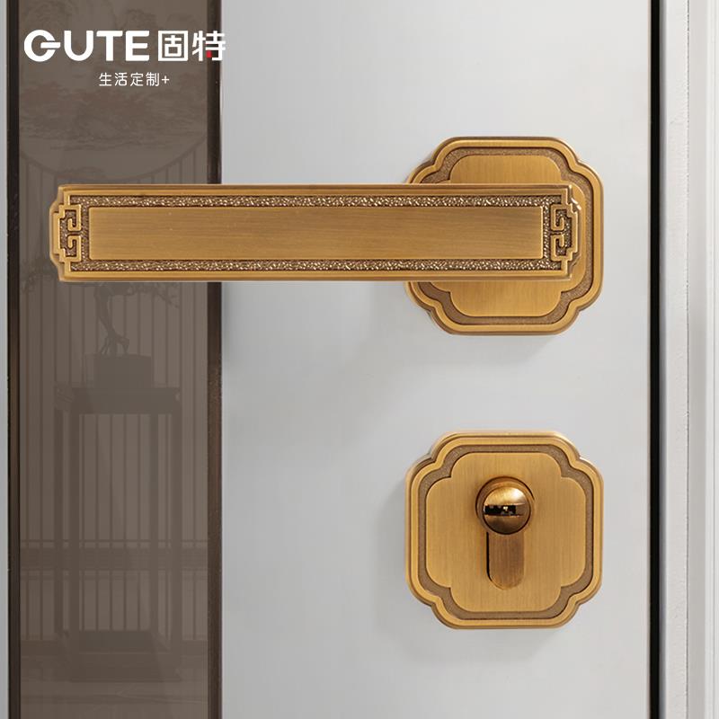门固新中式固特门锁复古房锁具吸木磁门锁静音家用锁室内卧室特分