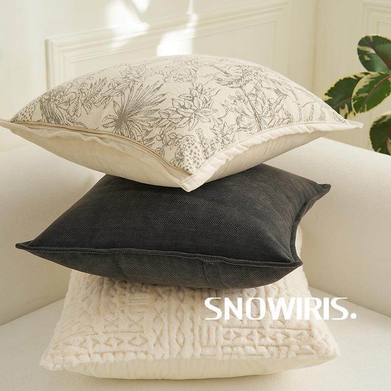 诧寂纯色风抱枕套DCM立体纹搭现代高级感沙发垫毛绒靠枕软装百靠