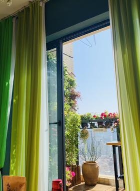 纯色现代飘黄窗田雪纺红色白色色紫色窗纱帘成客品厅卧室窗园sl00