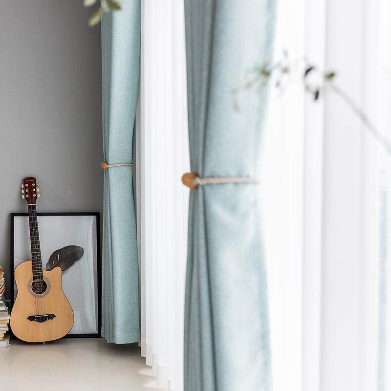 纯色bw201911棉飘麻风窗帘布料欧风现北代简约定制亚窗帘成品遮麻