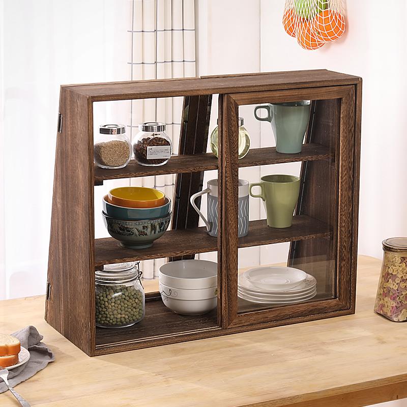 实木展示柜茶品杯具防尘柜化器DZ-28(pl皿茶餐柜置物架收妆纳柜碗