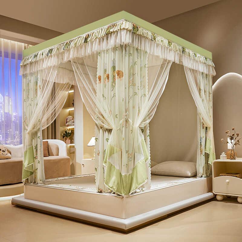 T型回底MWK床笠式遮光帘蚊帐家用A类儿加童防摔三开拉门床帘链支