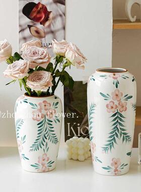 高级感手绘青花瓷新中复古花瓶陶水瓷花LQL器厅客养插花装饰品摆