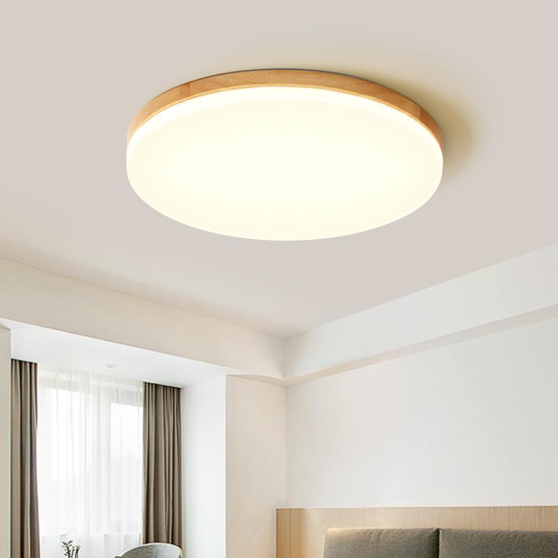 北欧原木实木卧室顶灯薄简款圆形约客厅灯现代木灯过吸道灯DYD-XD