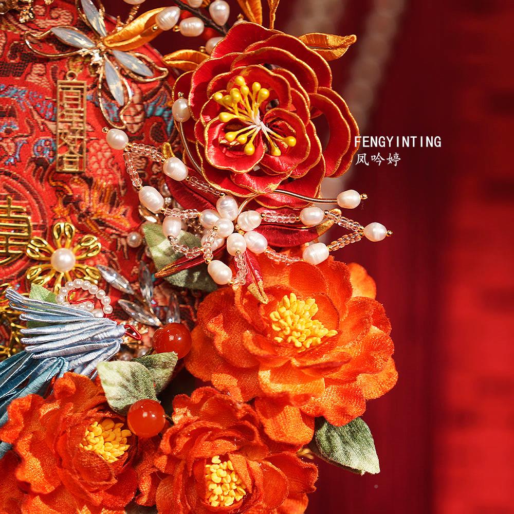 非缠花工手重CWO双遗面团扇喜扇新娘结婚中式婚礼成品扇diy工材料