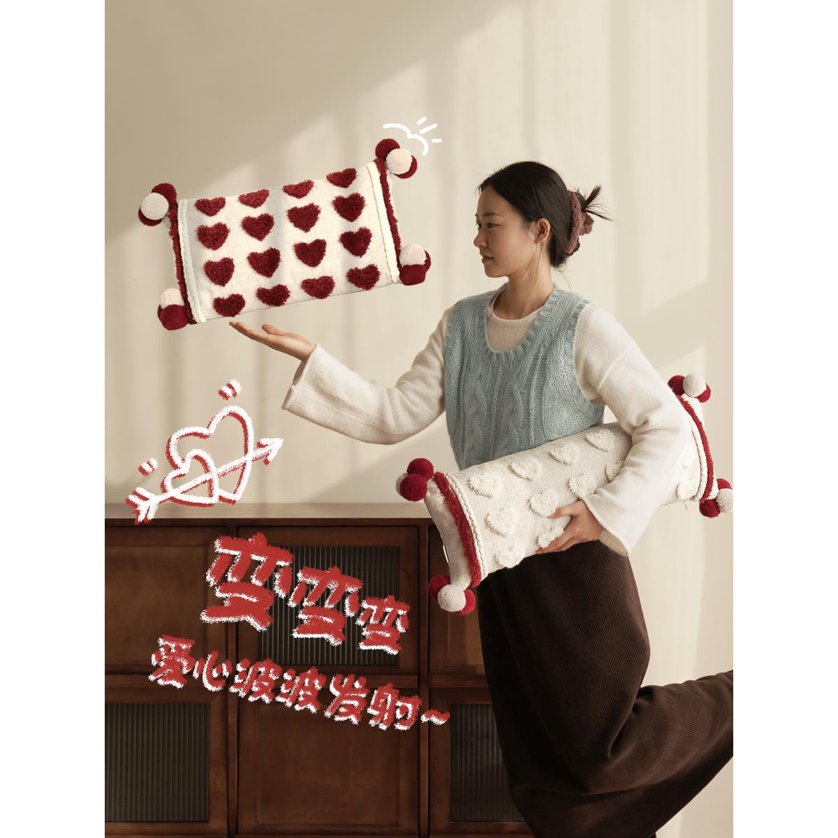 Namo[爱你BKC]客绒立体枕腰枕厅沙发床边毛可爱靠垫袋靠心垫