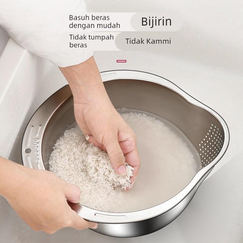 娘辣小洗米筛淘米篮盆不锈钢沥水家YLR用多功能淘菜滤水洗水果篮