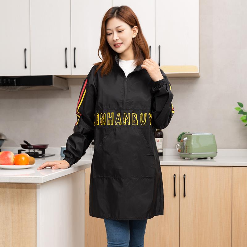 反穿罩衣女加绒加厚冬长袖围定餐饮用专KST用裙厨房家工作服男做