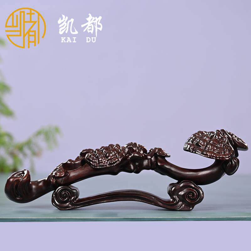 黑檀实木质灵芝如意摆件挂件木雕红木工艺品摆设玄关招财装饰礼品