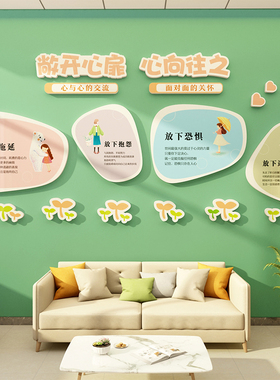 心理咨询室布置装饰画心灵驿站健康文化墙贴挂图摆件品创意背景墙