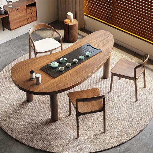 阳台茶台茶桌椅组合简约创意弧形客厅家用小茶几原木功夫泡茶桌子