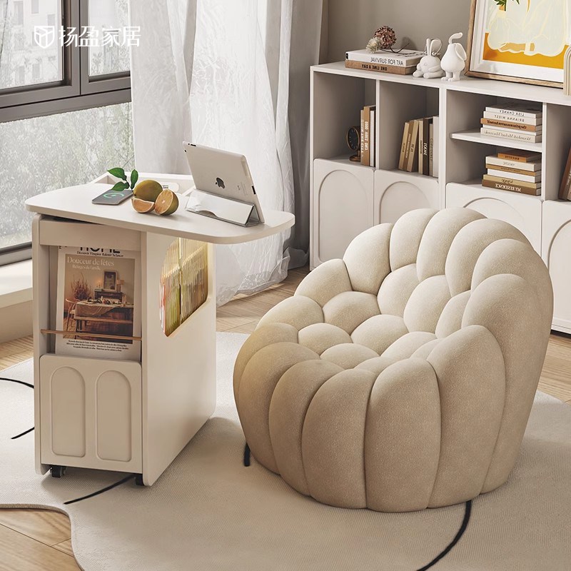 奶油风可移动茶几客厅阳台推车多功能小茶桌沙发边几侧边柜茶水柜